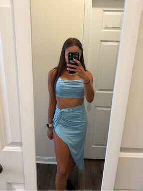 Set Blue Vacation Vibe Skirt and Tank Top